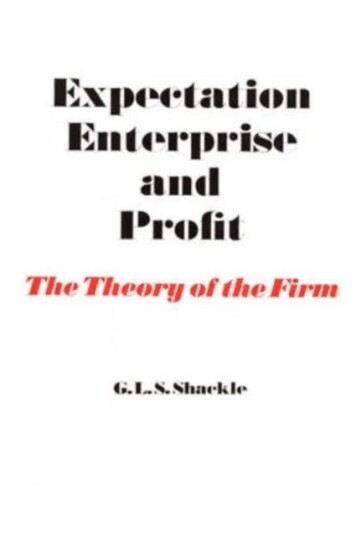 Expectation, Enterprise And Profit Av G. L. S. Shackle