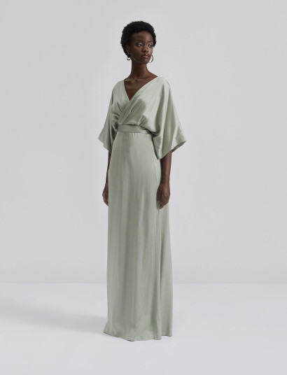 Malina Lilly Wrap Satin Maxi Dress Green XL Malina Lilly Wrap Satin Maxi Dress Green XL