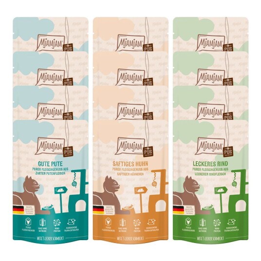 Mjamjam Mixpack Ren Kjøttglede 12 X 125 G Blanding (3 Varianter)
