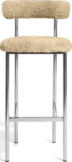 Møbel Copenhagen Font Barstol 75 cm Saueull Honey/Polert Stålunderstell