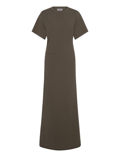 Weekday Gathered Short Sleeved Maxi Dress Grey L Weekday Gathered Short Sleeved Maxi Dress Grey L