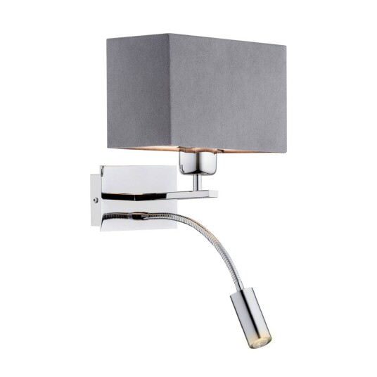 Euluna Vegglampe Harry, kantet, krom/krom/mørkegrå