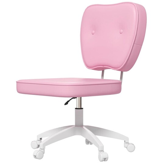 Kontorstol uten armlener 82 92H cm barnestol høydejusterbar bæreevne opptil 120 kg rosa