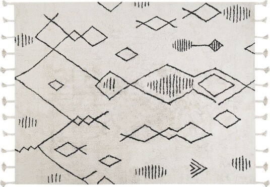 Kebir Bomullsteppe 160x230 cm - Svart/hvit