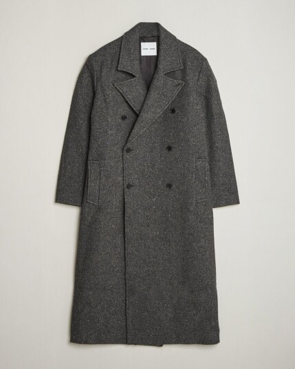 Samsøe Samsøe Vince Wool Double Breasted Coat Dark Grey Melange