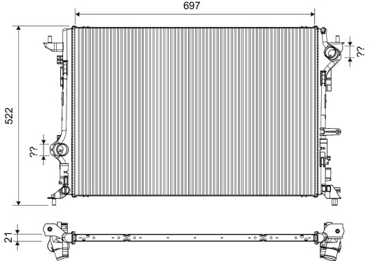 Radiator, motorkjøling VALEO 701489