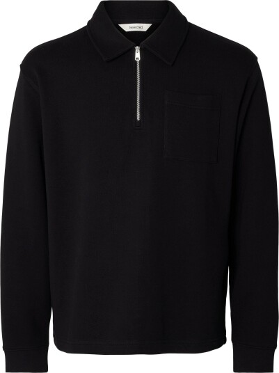 Selected Slmscott Ls Half Zip Sweat Black XL
