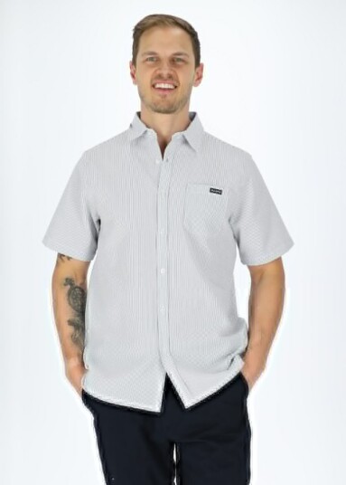 Seaside Coos Bay Shirt Blue Stripe L Kortarmede Skjorter Seaside Coos Bay Shirt Blue Stripe L Kortarmede Skjorter