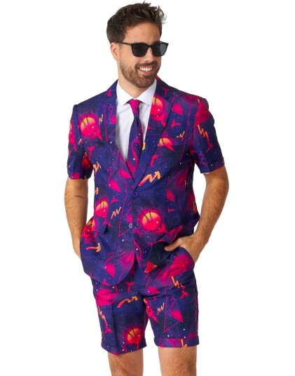 Oppo Retro Neon Dress med Shorts og Kortermet Skjorte til Herre Suitmeister Small