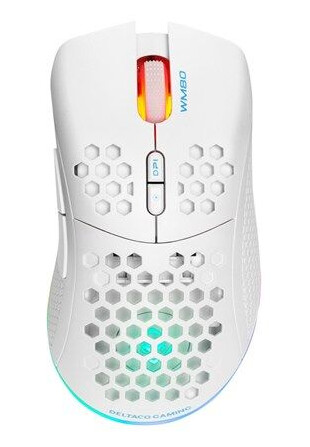 Deltaco GAMING WM80 Trådløs Ultralett Gamingmus RGB Hvit