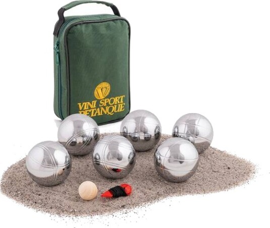 Tactic Petanque Sett med 6 Kromkuler og Nylonbag - Sølv