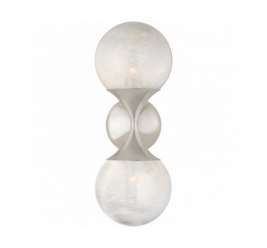 Cristol Small Double Sconce Polished Nickel Cristol Small Double Sconce Polished Nickel