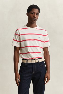 GANT Striped Ss Tshirt   Red   XXL