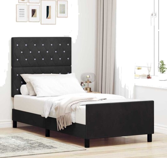 Sengestamme Svart 90x190 cm Fløyel