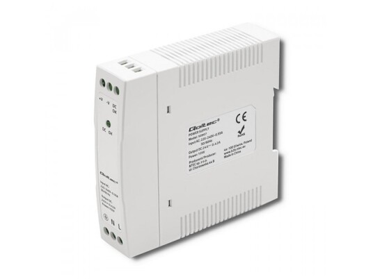 Qoltec Din-Skinne Strømforsyning | 10W | 24V | 0,42A | Hvit| Slank