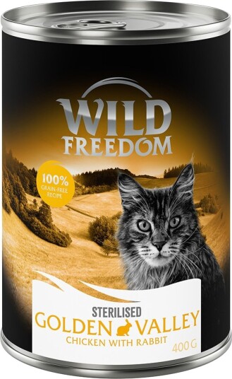 Wild Freedom Våtfôr Adult Sterilised Kornfri Oppskrift Golden Valley Sterilised Kanin & Kylling 6 X 400 G