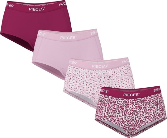 Pieces Pclogo Lady 4 Pack Aop/Solid Noos Bc Pink XXL