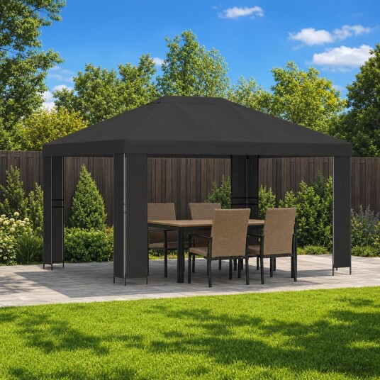 vidaXL Paviljong 4 × 3 m Antrasitt Polyester og stål 190 gsm