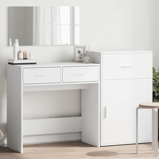 Sminkebordsett 3 deler hvit konstruert tre 3276518