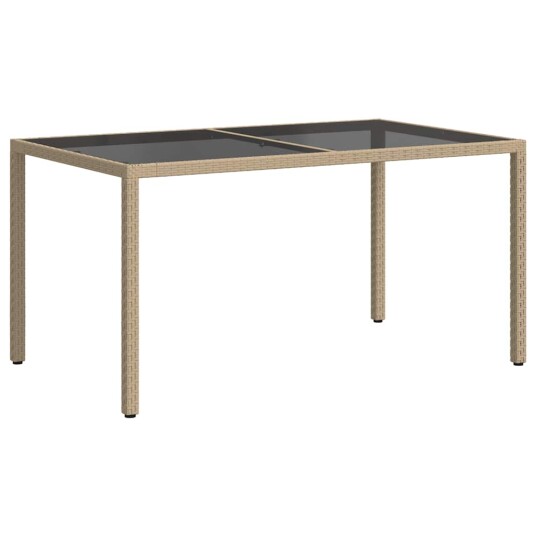 vidaXL Hagebord 150x90x75 cm herdet glass og polyrotting Beige