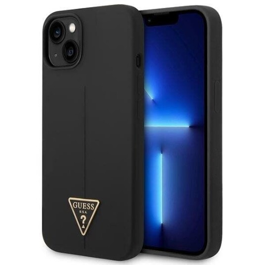 Guess Hardcase Silikon Deksel til iPhone 14 Plus 6,7" Svart med Triangelmønster