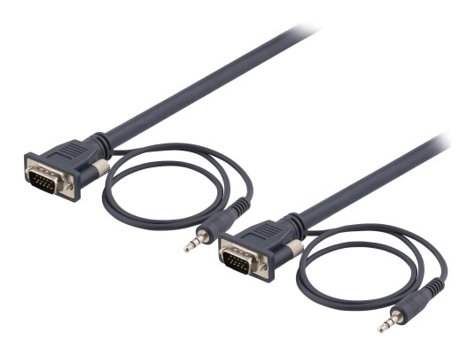 Deltaco VGA Kabel 3m med 3,5mm Lydstøtte 1920x1200 Deltaco VGA Kabel 3m med 3,5mm Lydstøtte 1920x1200