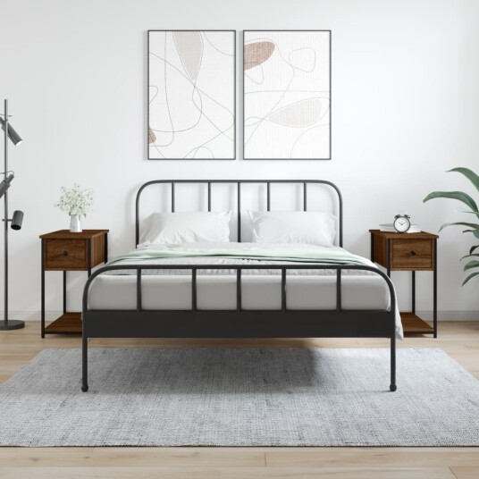 vidaXL Nattbord 2 stk brun eik 30x60x60 cm konstruert tre