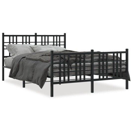  Sengeramme i metall med hode- og fotgavl svart 137x190 cm 8721012373051