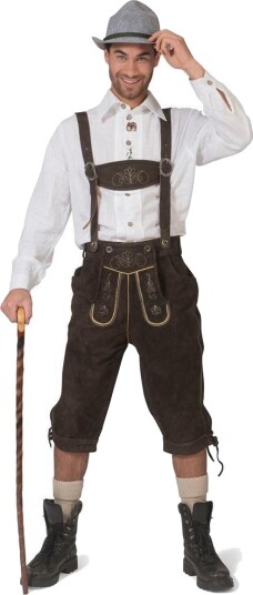 Autentisk Mørk Brun Lederhosen i 100% Kvalitetskinn 2XL