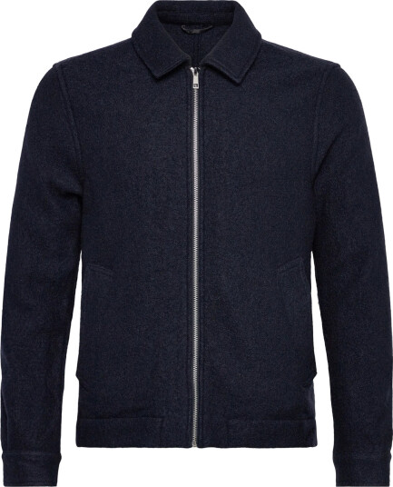 Lindbergh Wool Blend Zip Through Overshirt - Navy - M Lindbergh Wool Blend Zip Through Overshirt - Navy - M