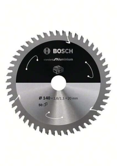 Bosch 140 mm Standard Aluminium Sirkelsagblad 50 Tenner for Batteridrevne Sager