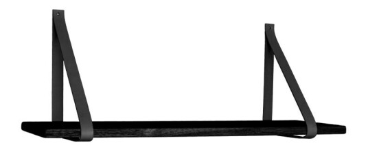 Foyle vegghylle 80x20 cm svart, skinnstropper svart.