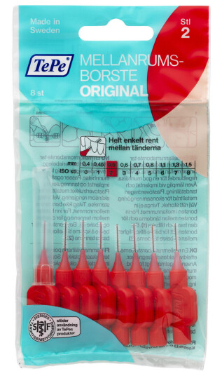 Tepe Original Mellomromsbørster 0.5 mm 8 Stk. Tepe Original Mellomromsbørster 0.5 mm 8 Stk.
