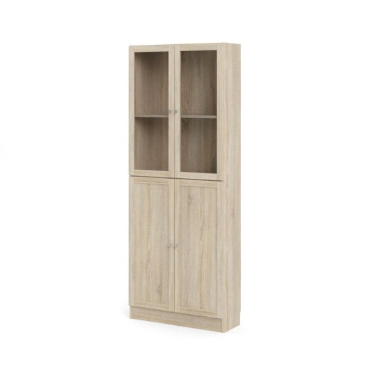 Base reol 2 glassdører og 2 dörrar eik struktur dekor.