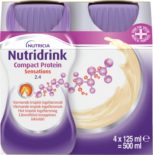 Nutridrink Compact Protein Sensations Næringsdrikk Varmende tropisk ingefær 4x125 ml Nutridrink Compact Protein Sensations Næringsdrikk Varmende tropisk ingefær 4x125 ml
