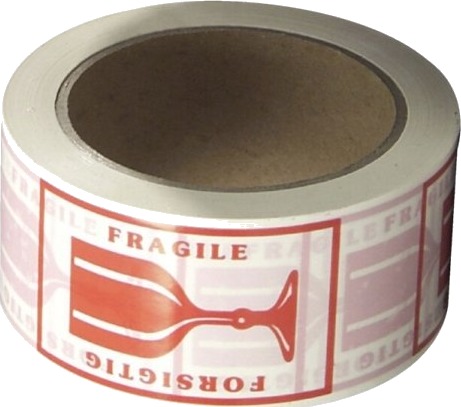 Pakketape 48 Mm X 66.00 M 999 Μm Kernediameter: 76 Mm Rulle Pvc Solvent Hvid "Tryk Forsigtig" 36 Stk.