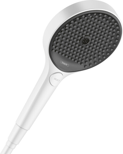 Hansgrohe Rainfinity 130 3jet hånddusj Med 3 ståletyp. og PowderRain, Hvit Matt Hansgrohe Rainfinity 130 3jet hånddusj Med 3 ståletyp. og PowderRain, Hvit Matt
