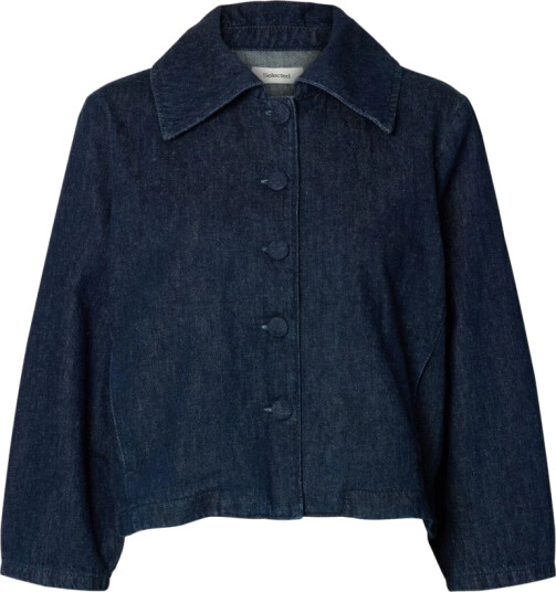 Selected Slfrelaxed Hanny 3/4 Denim Jacket   Navy   34
