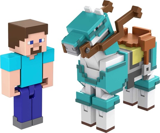Minecraft Armored Horse and Steve Figures HDV39