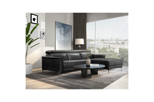 Hjørnesofa 3 seter Lund Grå Lær/PU Høyre Manuell Recliner   Grå Lær/PU Høyre Manuell Recliner