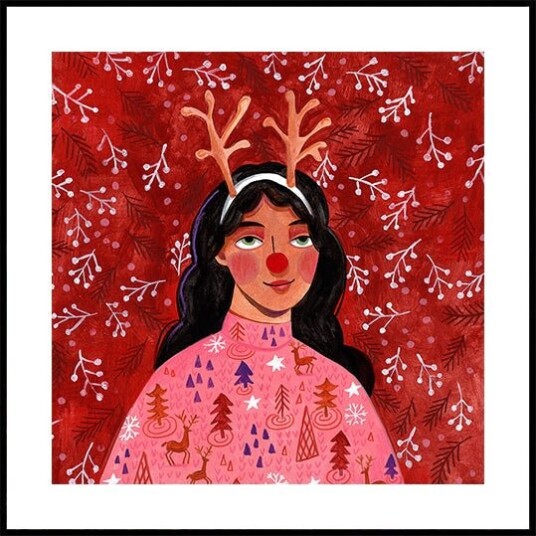 Modern abstract Christmas portrait woman Plakat Plakat / 70x70cm