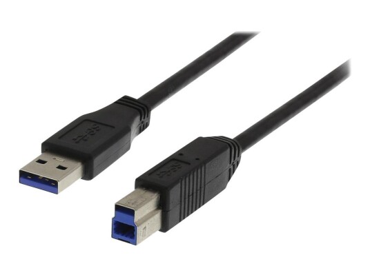 Deltaco 1m USB 3.2-kabel A til B - Dataoverføring 4.8 Gbps - Svart