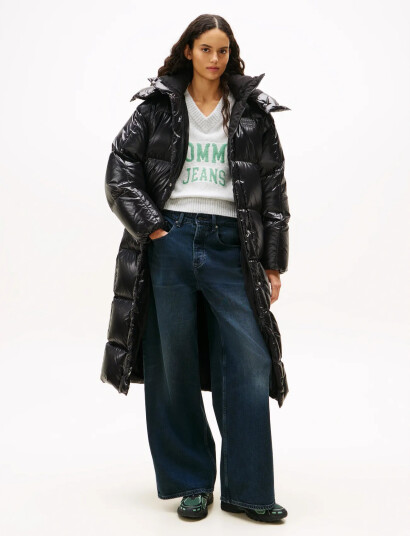Tommy Jeans Tjw Alaska Grid Shny Ovs Dwn Pfr Black L Tommy Jeans Tjw Alaska Grid Shny Ovs Dwn Pfr Black L