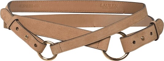Lauren Ralph Lauren Suede O-Ring Stacked Wide Belt - CAMEL - XL