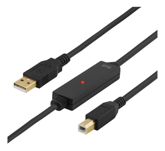 Deltaco USB 2.0 Type A til Type B Hankjønn 10m Kabel - Svart