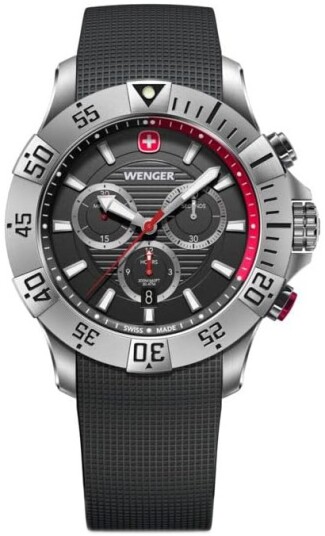 Wenger Herreklokke 01.0643.122 Seaforce Sort/Gummi Ø43 mm