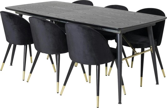 Venture Home Spisegruppe Venture Home Gold med 6 Velvet Stoler GR19409