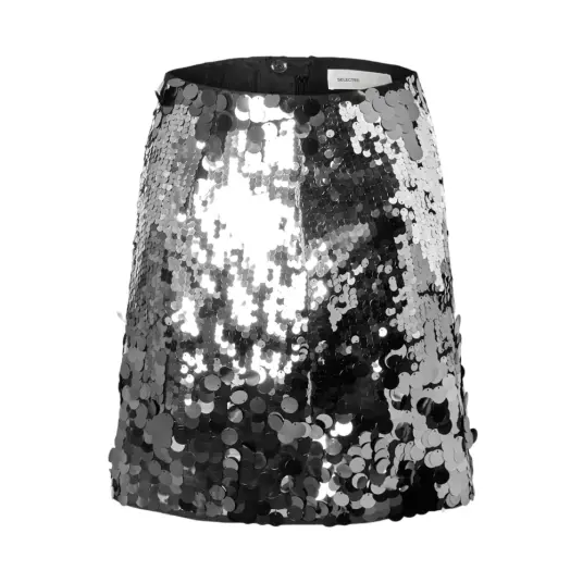 SELECTED FEMME Slftana Hw Short Sequins Skirt silver 36
