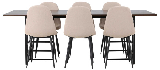 Venture Design Ystad & Polar spisegruppe Beige/mokka 6 stoler & bord 220 x 100 cm