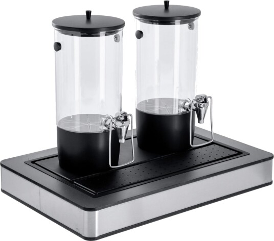 VEGA Drikkedispenser Fundale antrasitt dobbel GN 1/1; 63x42.5x50.5 cm (LxBxH); Antrasitt/Transparent/Svart